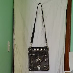 Sparkly Bedazzled Belt Buckle Crossbody Purse